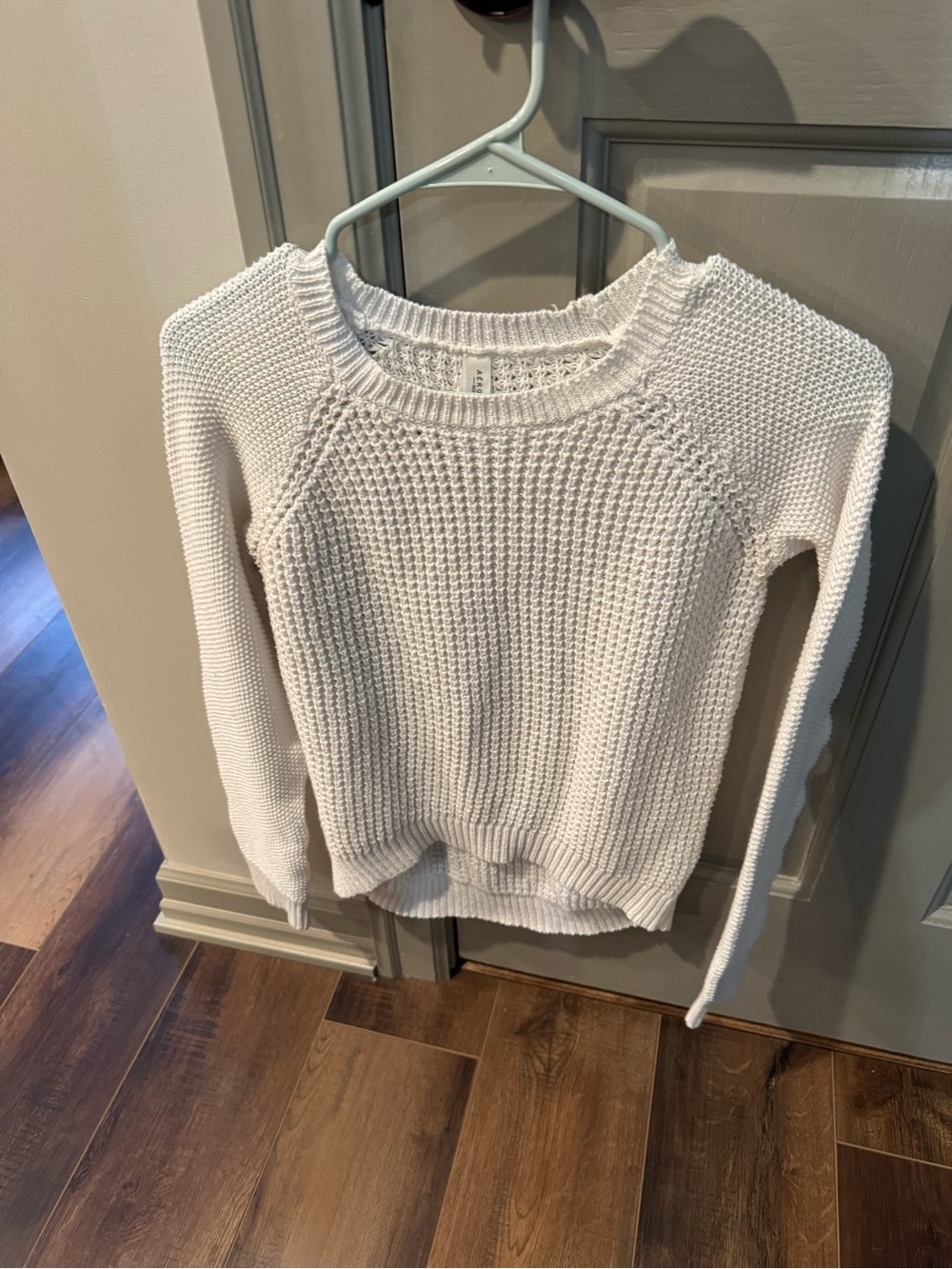 Aeropostale White Waffle Knit Crewneck Sweater